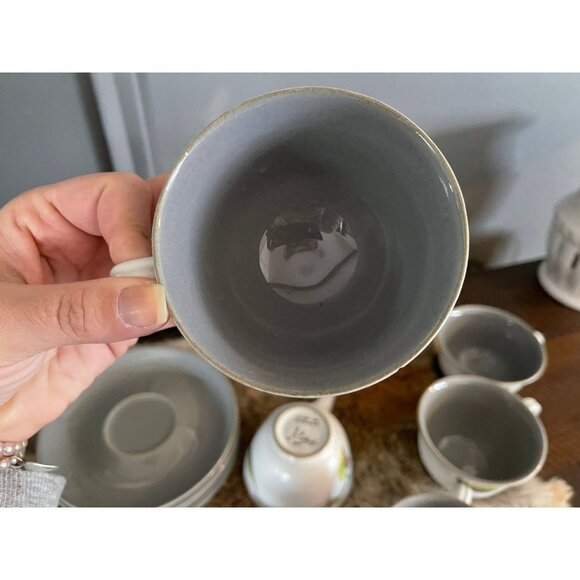 Denby Langley Spring Five (5) flat Cup + saucer set Stoneware | Made in England - Picture 3 of 9